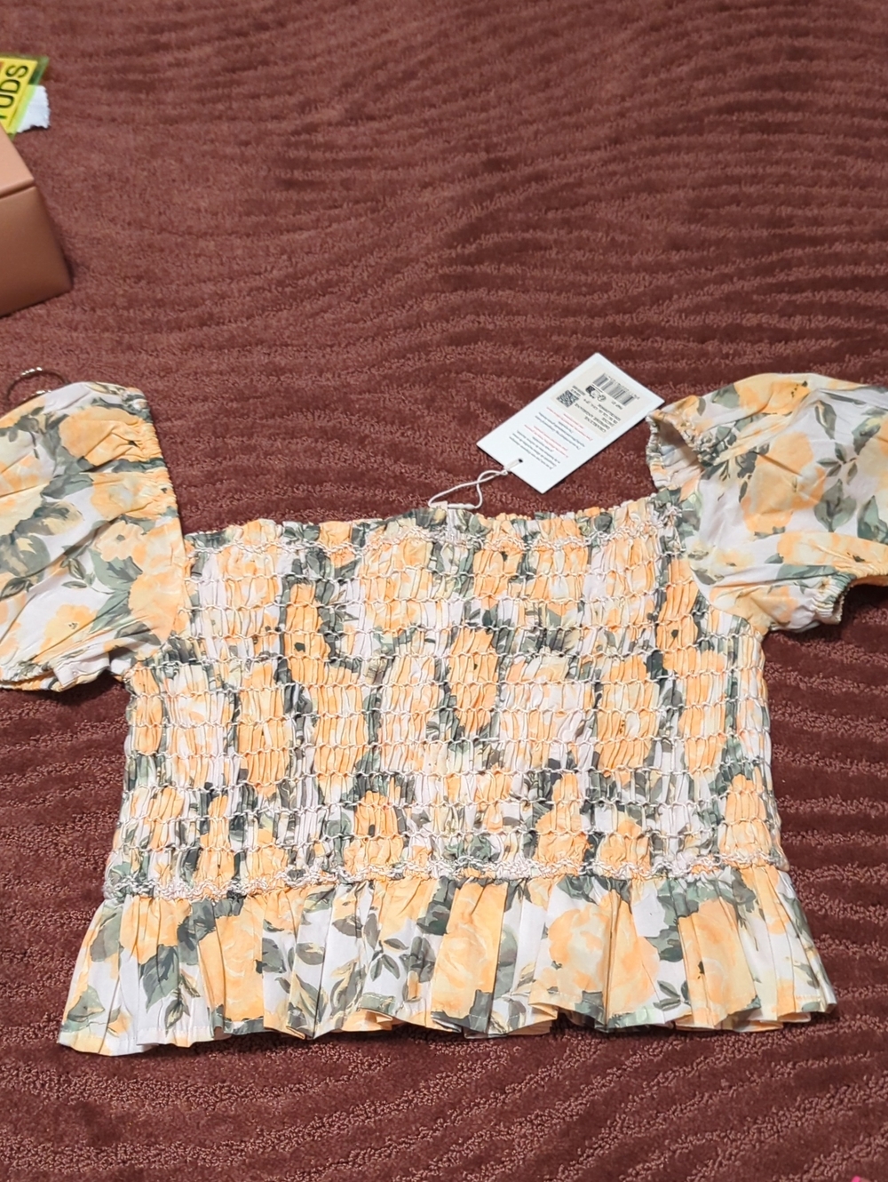 Sezane Charlyne Blouse Andriane Yellow Print - Size 6 NWT - Picture 7 of 7